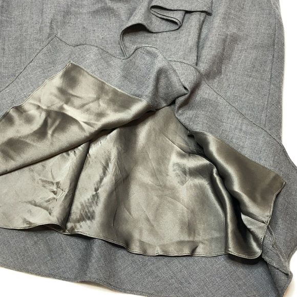 Ralph Lauren Black Label Gray Cashmere Wool Draped Skirt 2 Lined A-Line Ruffle - Picture 8 of 15
